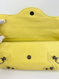 Le Cagole S Leather Shoulder Bag in Citrus/Lemonade Yellow Arena Lambskin