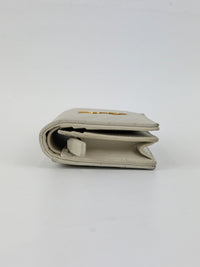 Cassandre Matelassé Flap Grain de Poudre Leather Blanc Vintage Card Case GHW