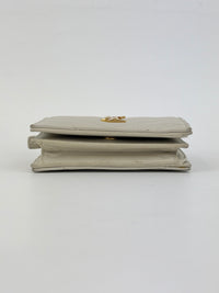 Cassandre Matelassé Flap Grain de Poudre Leather Blanc Vintage Card Case GHW