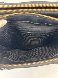 BN2274 Medium Double Zip Tote in Black Saffiano Lux Leather
