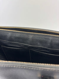 BN2274 Medium Double Zip Tote in Black Saffiano Lux Leather