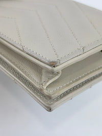Cassandre Matelassé Flap Grain de Poudre Leather Blanc Vintage Card Case GHW