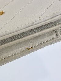 Cassandre Matelassé Flap Grain de Poudre Leather Blanc Vintage Card Case GHW