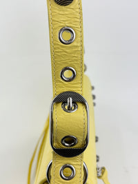 Le Cagole S Leather Shoulder Bag in Citrus/Lemonade Yellow Arena Lambskin