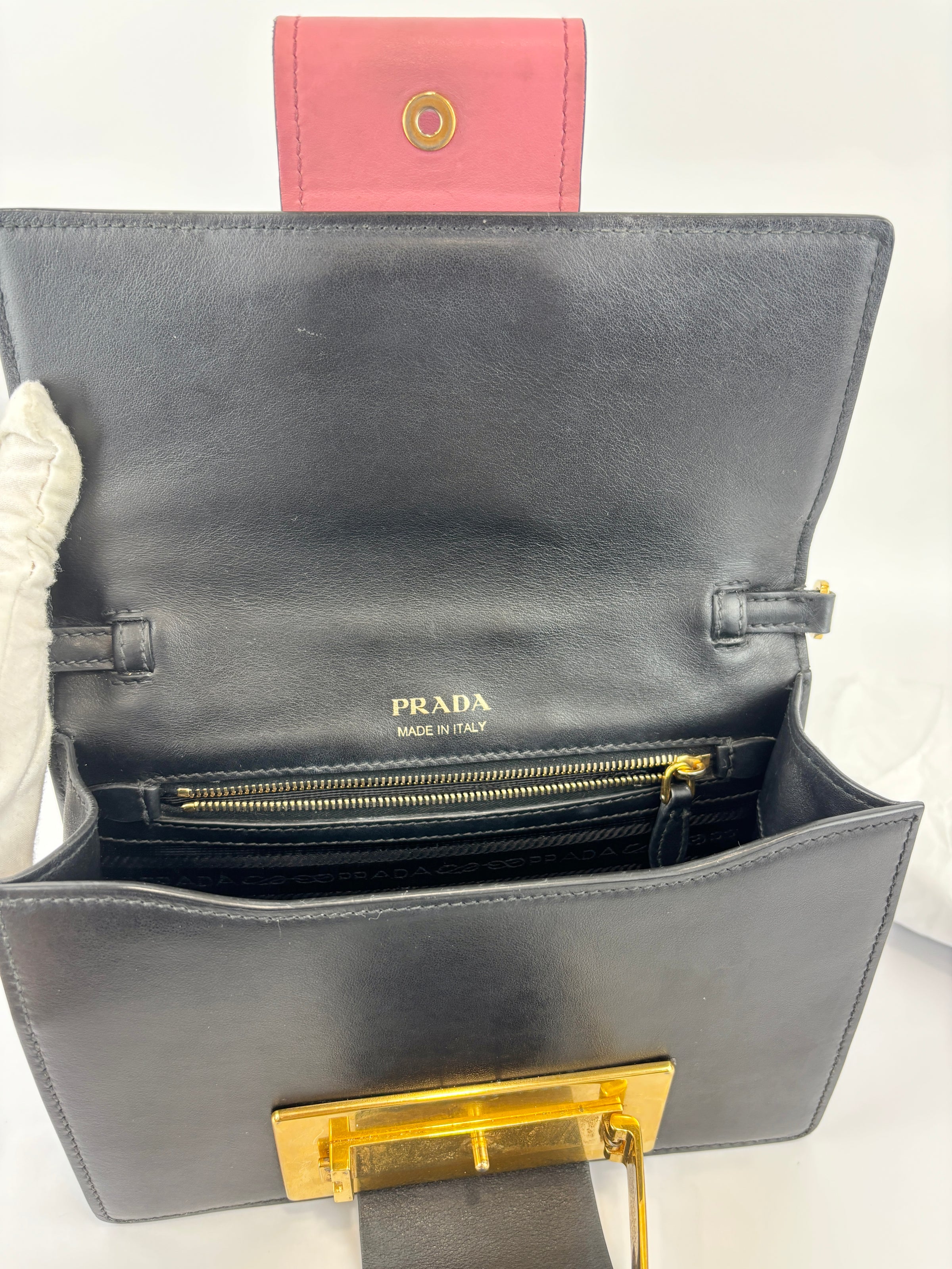 1BD068 Ribbon Bag in City Calf Marmo and Begonia