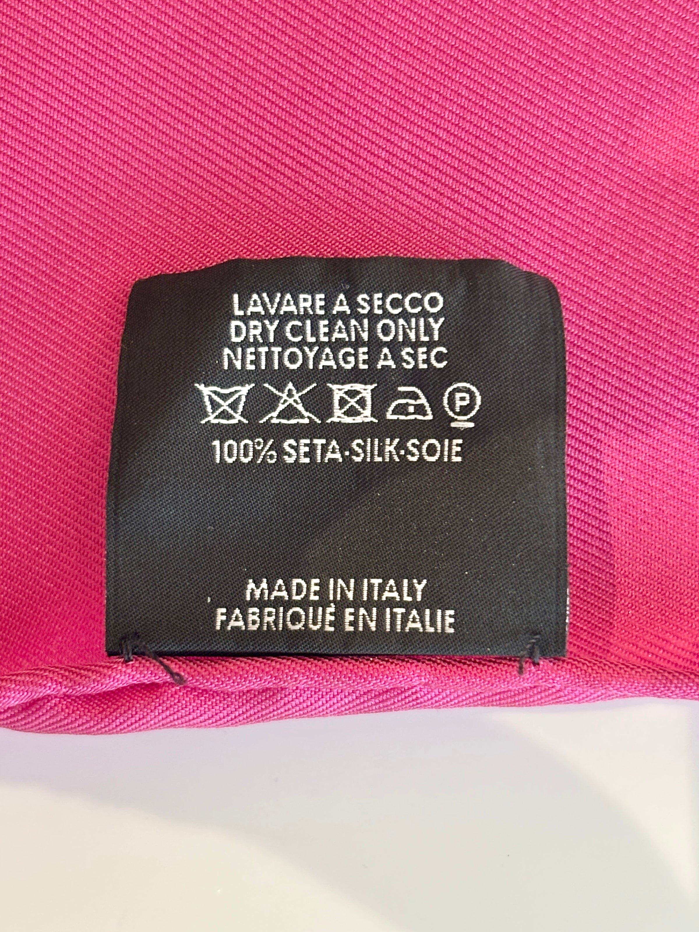 Fuchsia Flora Printed Silk Twill Carré