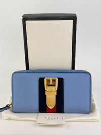 Sylvie Blue Zip Around Long Wallet