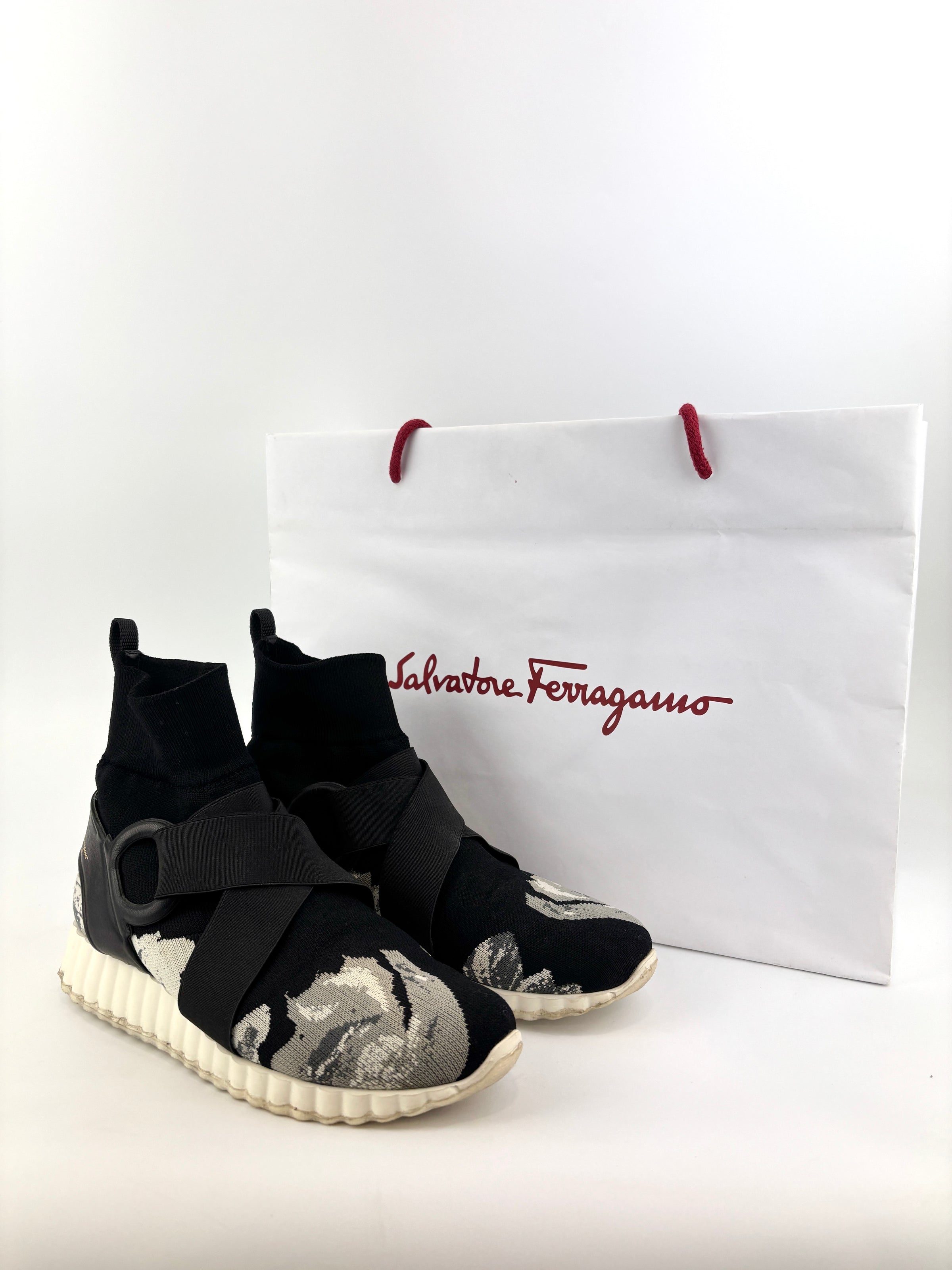 Gancini Stretch Knit Sock Shoes Size 38 - Glampot