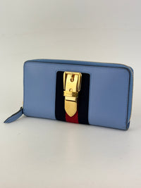Sylvie Blue Zip Around Long Wallet