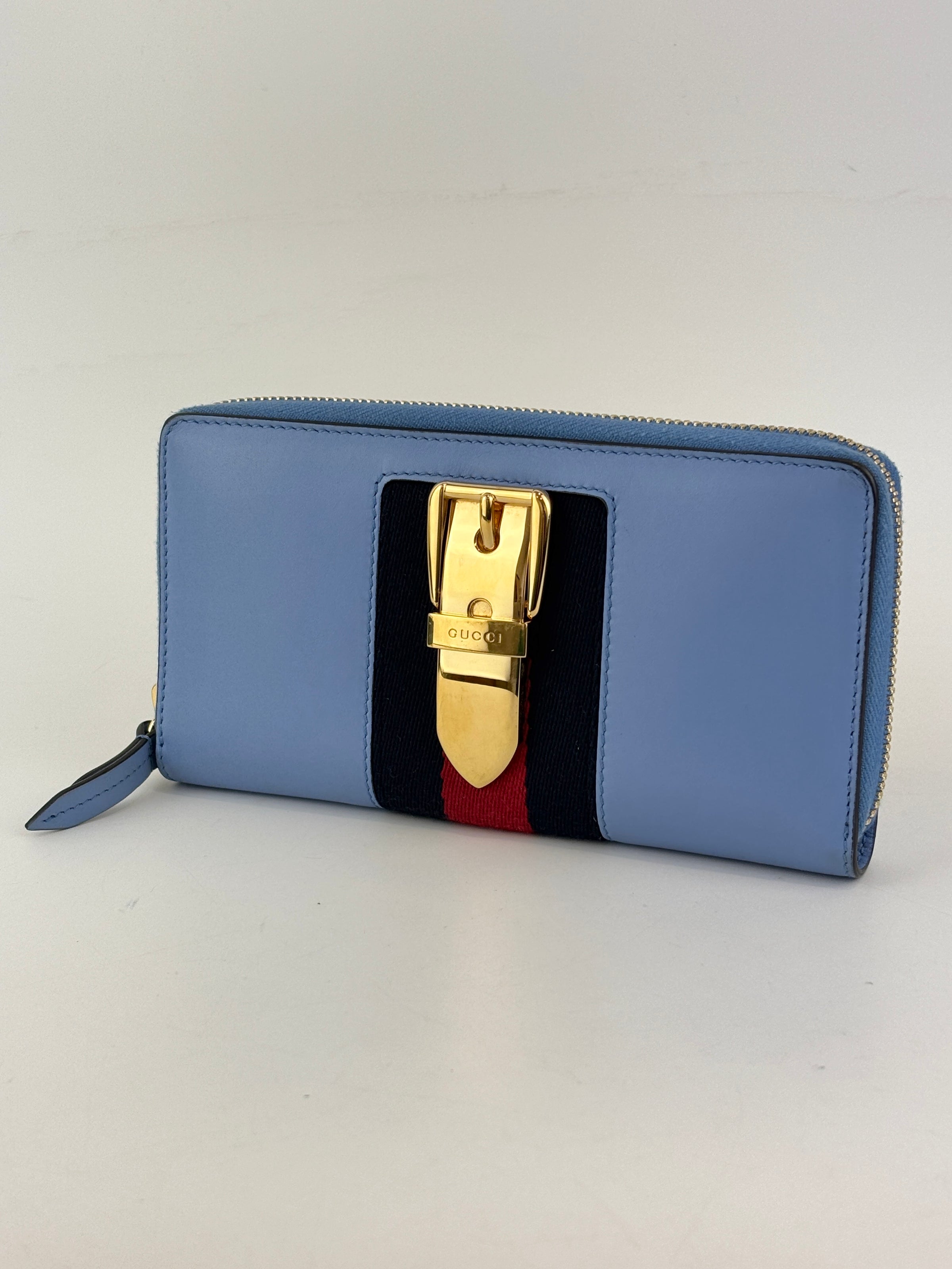 Sylvie Blue Zip Around Long Wallet