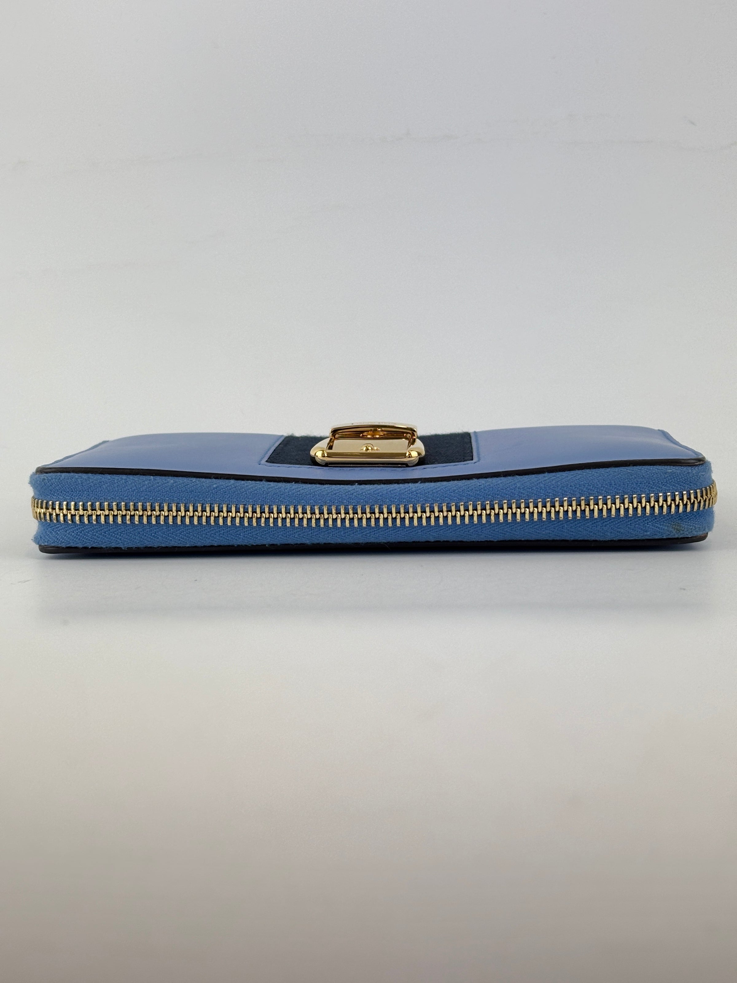 Sylvie Blue Zip Around Long Wallet