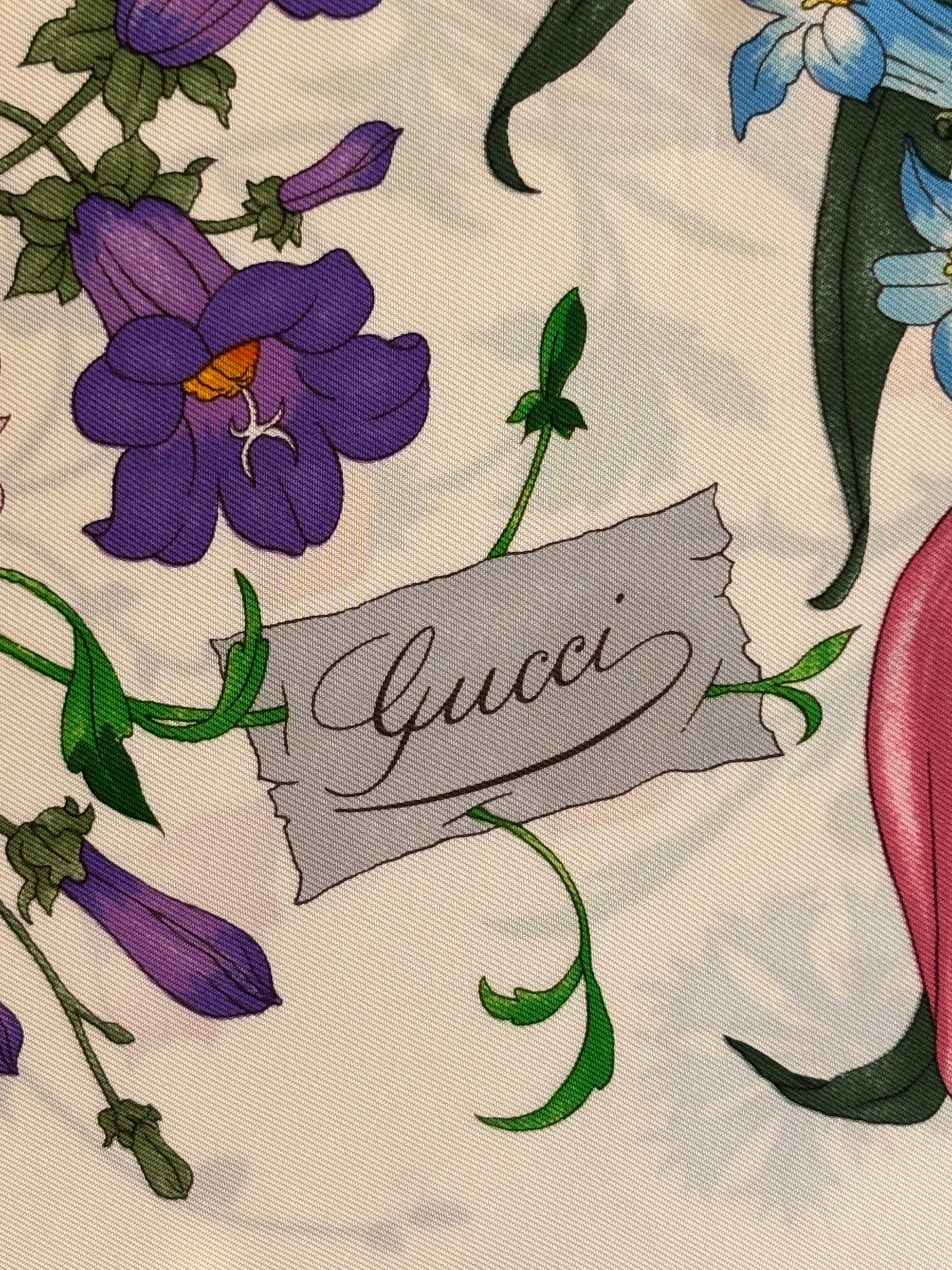Pastel Pink Flora Printed Silk Twill Carré