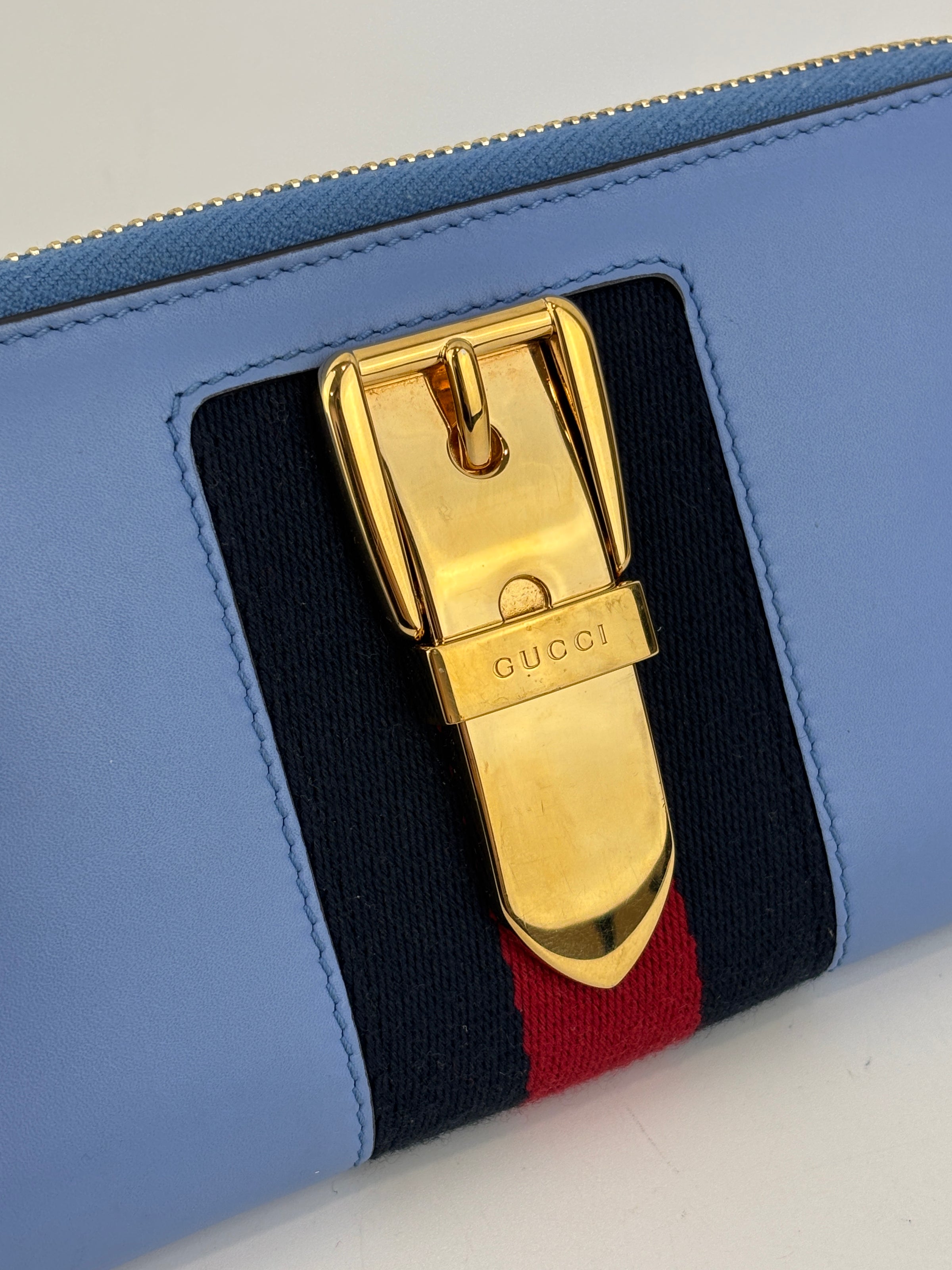 Sylvie Blue Zip Around Long Wallet