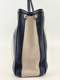 Large Diorissimo Navy Blue / Natural Canvas and Leather Shopper Tote