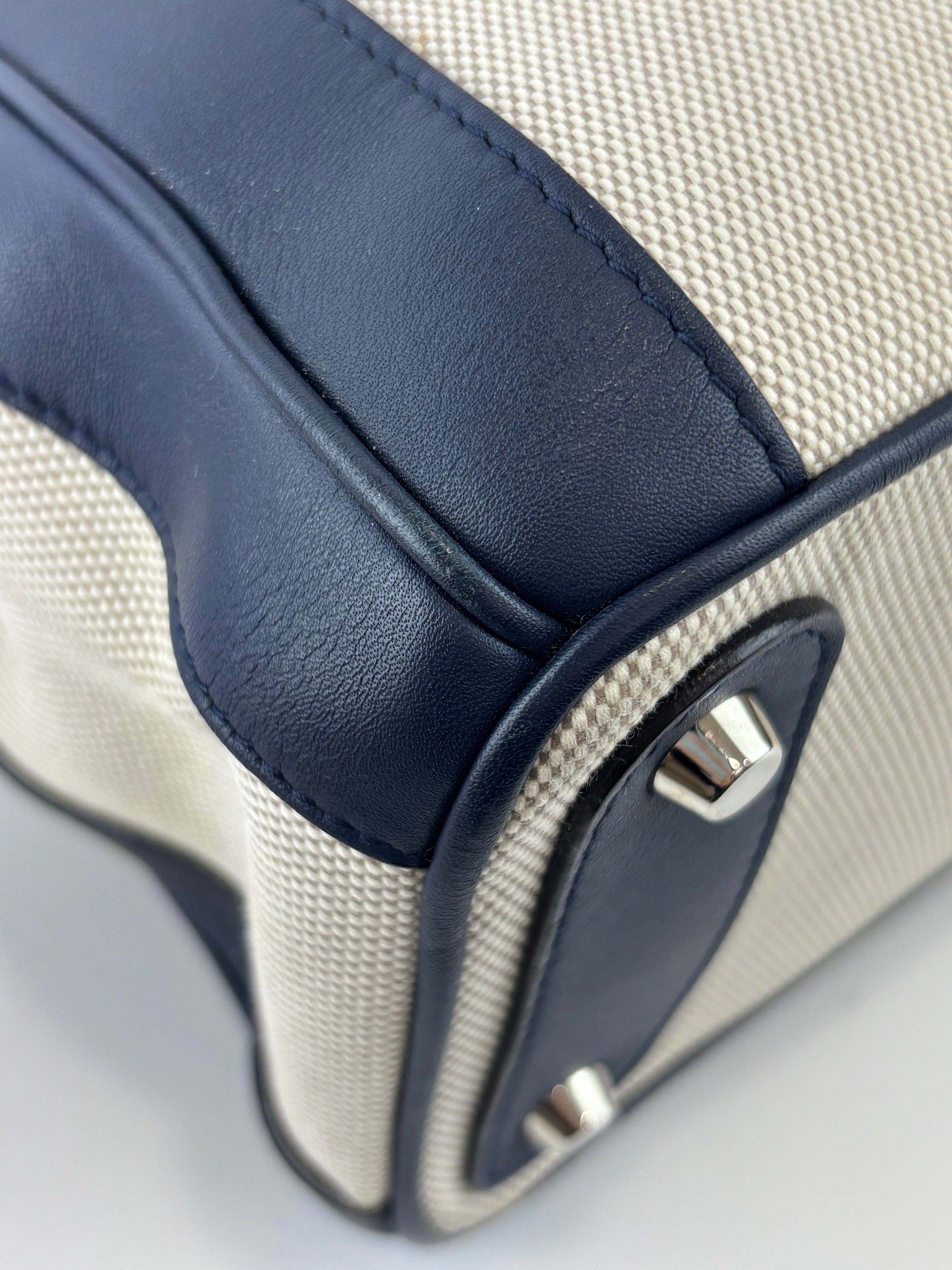 Large Diorissimo Navy Blue / Natural Canvas and Leather Shopper Tote