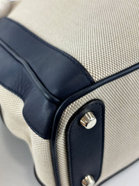 Large Diorissimo Navy Blue / Natural Canvas and Leather Shopper Tote