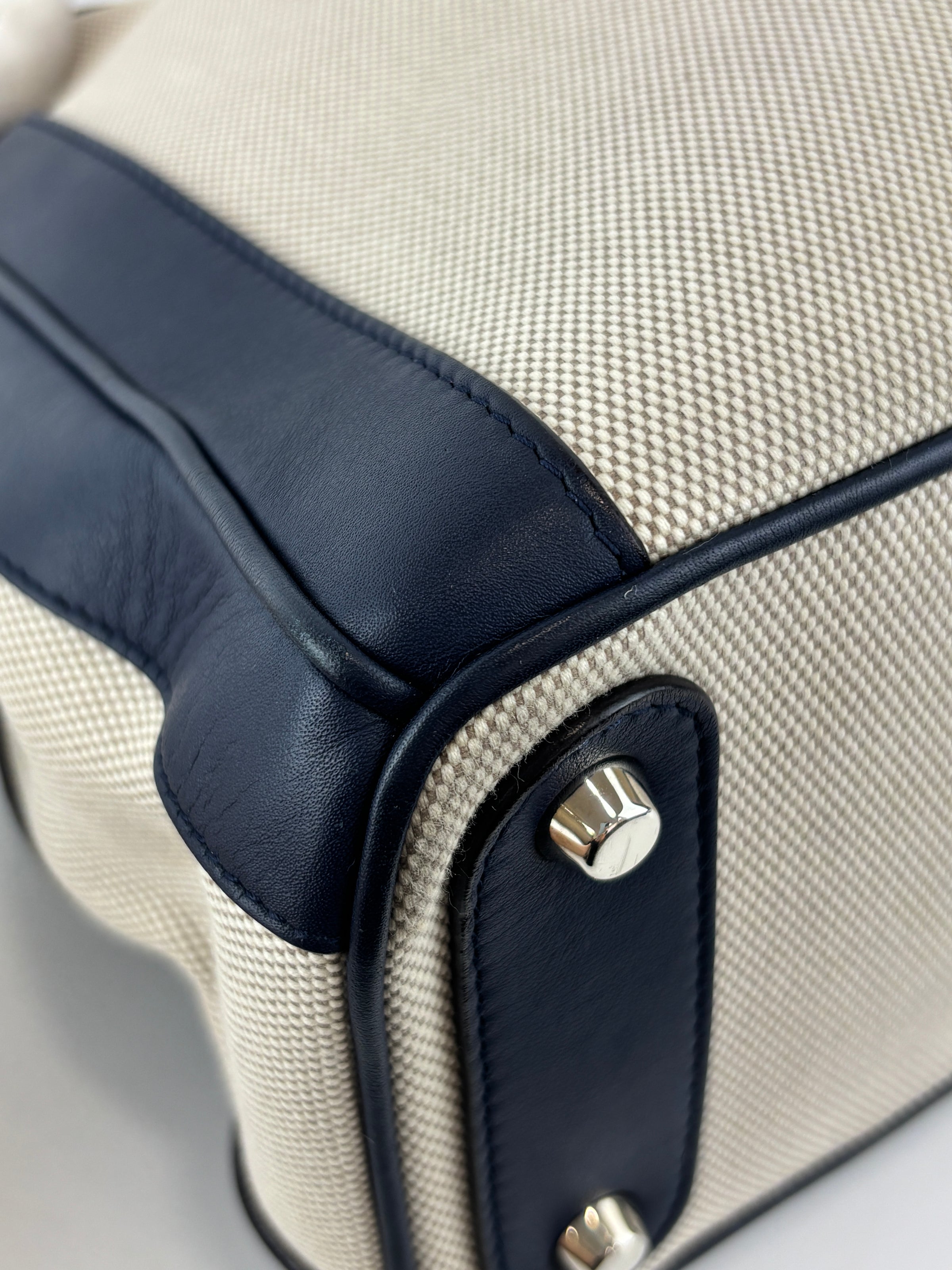 Large Diorissimo Navy Blue / Natural Canvas and Leather Shopper Tote