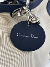 Large Diorissimo Navy Blue / Natural Canvas and Leather Shopper Tote