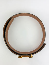 32mm H Gloss Gold Buckle + Black Box / Gold Epsom Leather Strap 70 cm