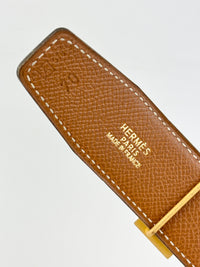32mm H Gloss Gold Buckle + Black Box / Gold Epsom Leather Strap 70 cm