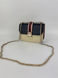 Small Glam Lock Flap Bag in Tricolour Leather