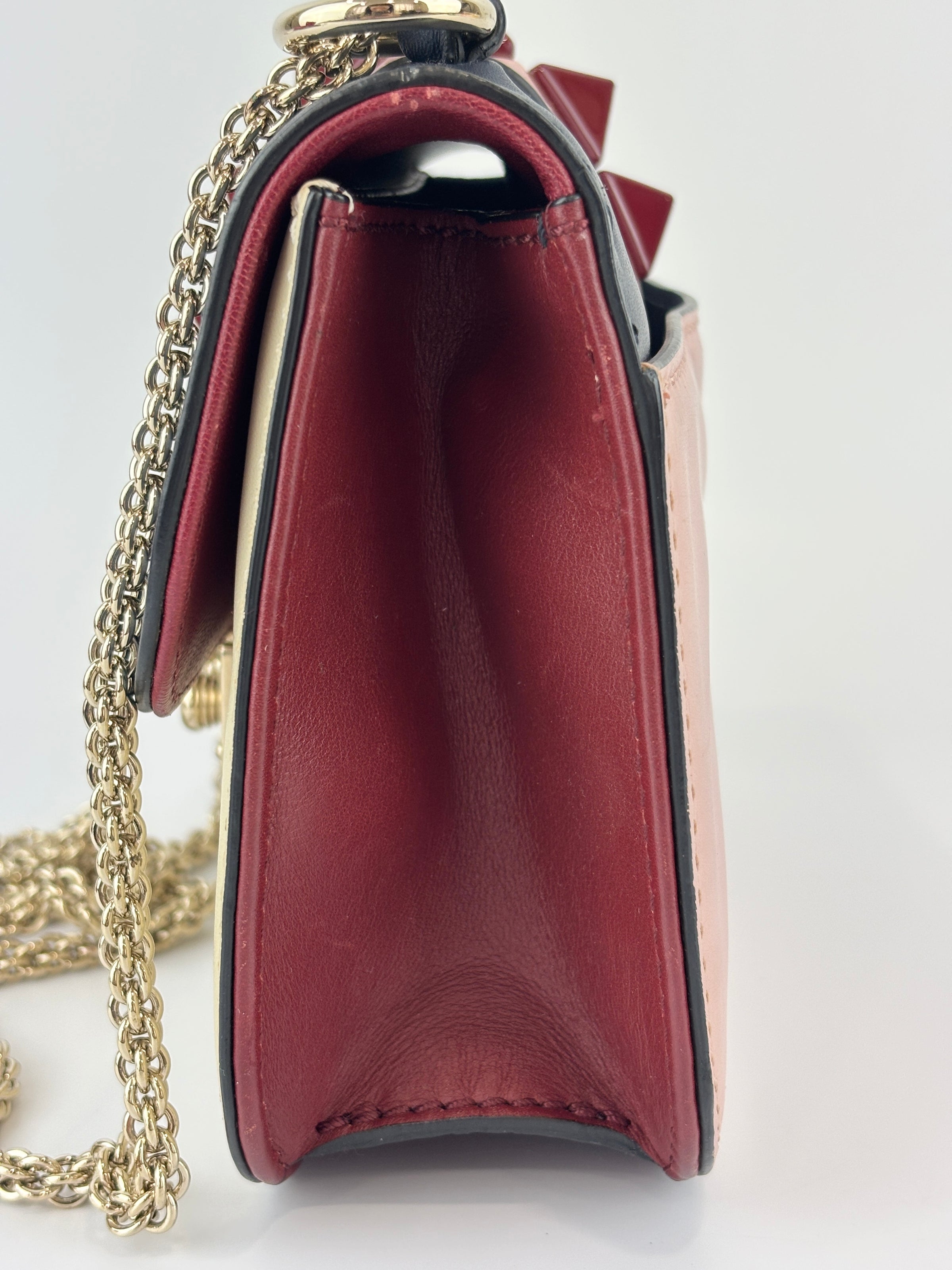 Small Glam Lock Flap Bag in Tricolour Leather