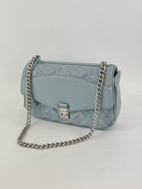 Mama Broderie Pochette Shoulder Bag in Light Blue Lambskin