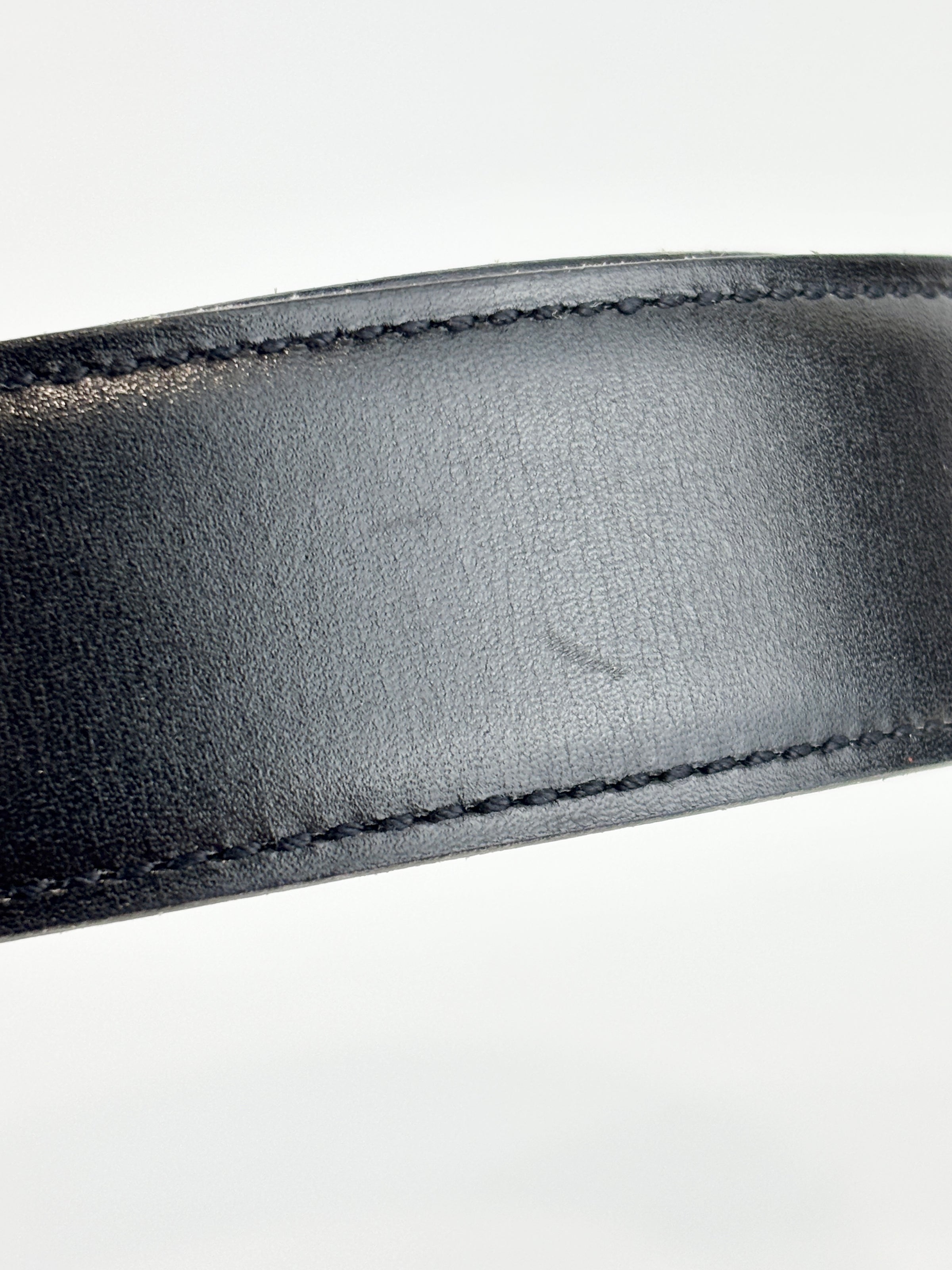 32mm H Gloss Gold Buckle + Black Box / Gold Epsom Leather Strap 70 cm