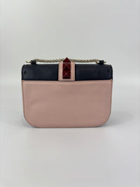 Small Glam Lock Flap Bag in Tricolour Leather