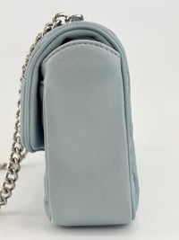 Mama Broderie Pochette Shoulder Bag in Light Blue Lambskin
