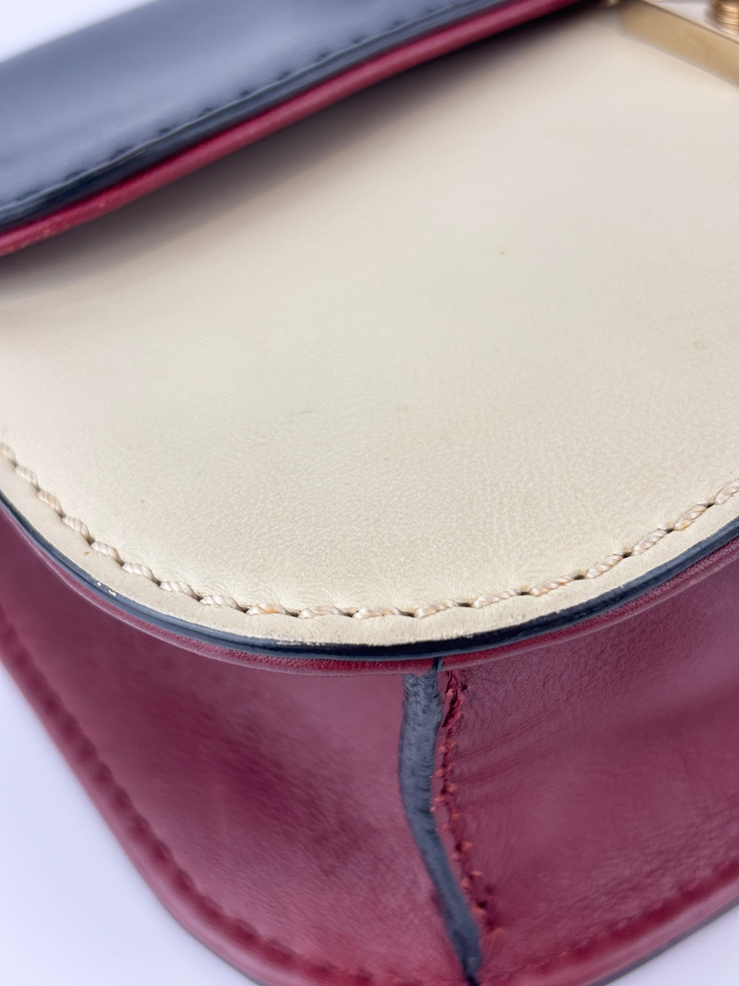 Small Glam Lock Flap Bag in Tricolour Leather