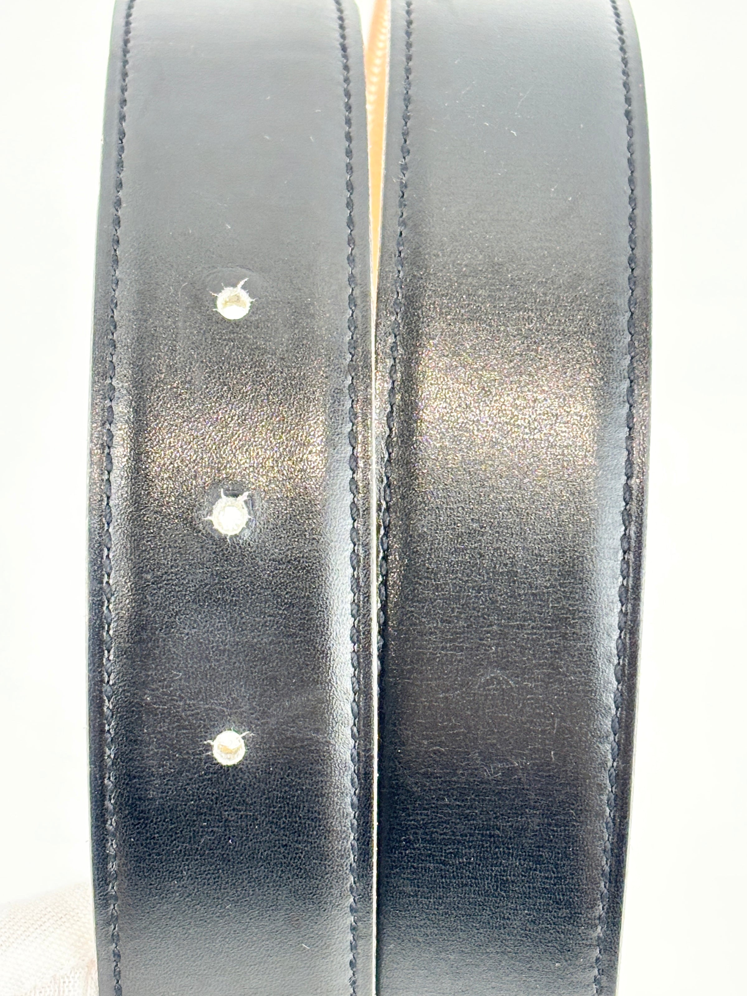 32mm H Gloss Gold Buckle + Black Box / Gold Epsom Leather Strap 70 cm