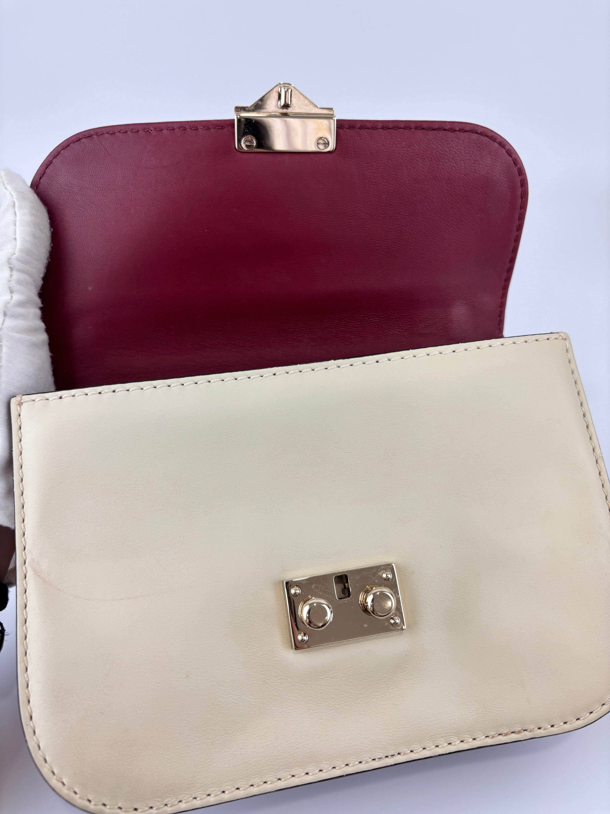 Small Glam Lock Flap Bag in Tricolour Leather