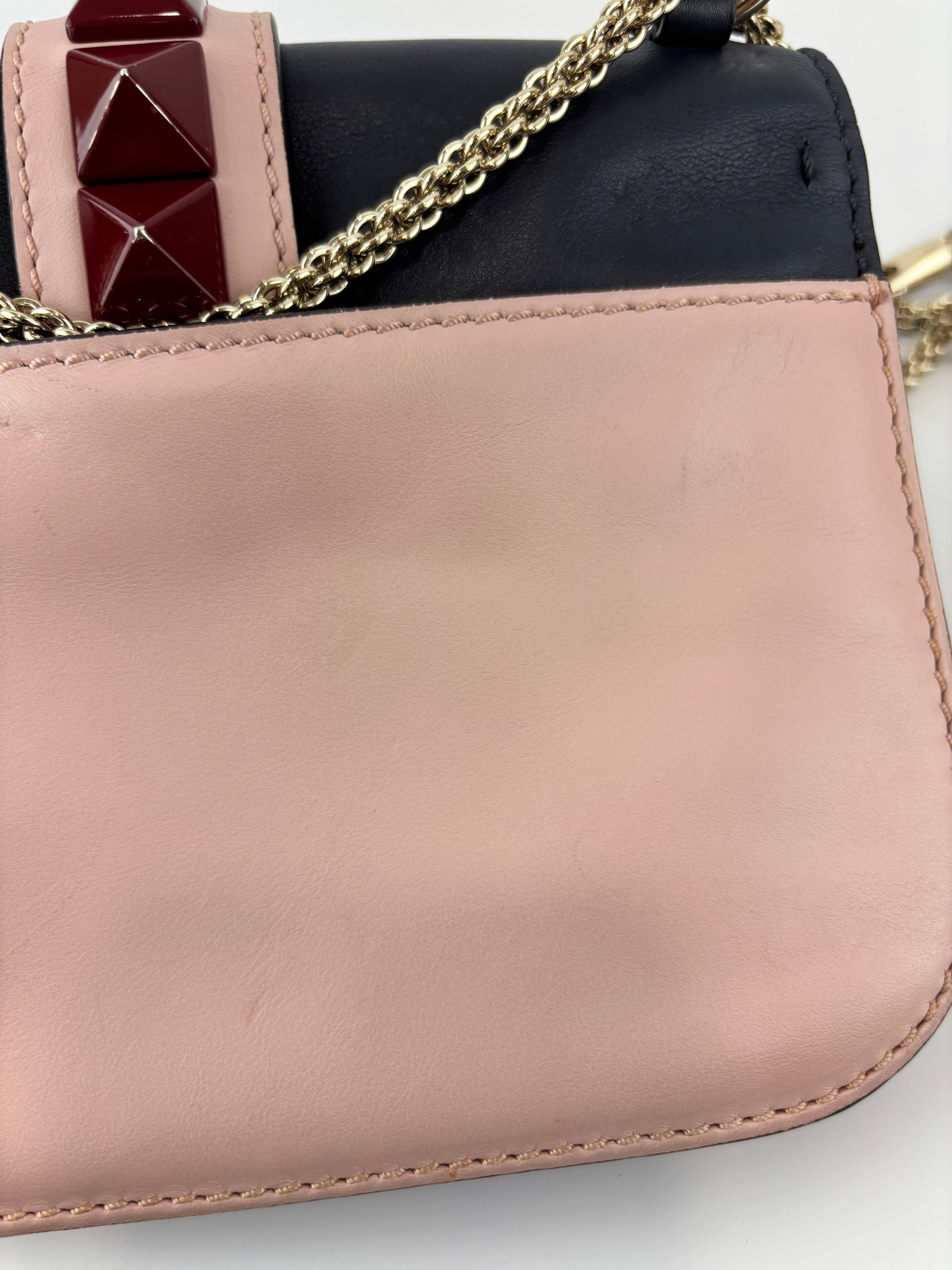 Small Glam Lock Flap Bag in Tricolour Leather