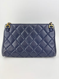 A67620 Navy Matelasse Calfskin Seasonal Open Tote GHW
