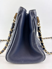 A67620 Navy Matelasse Calfskin Seasonal Open Tote GHW