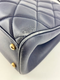 A67620 Navy Matelasse Calfskin Seasonal Open Tote GHW