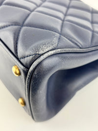 A67620 Navy Matelasse Calfskin Seasonal Open Tote GHW