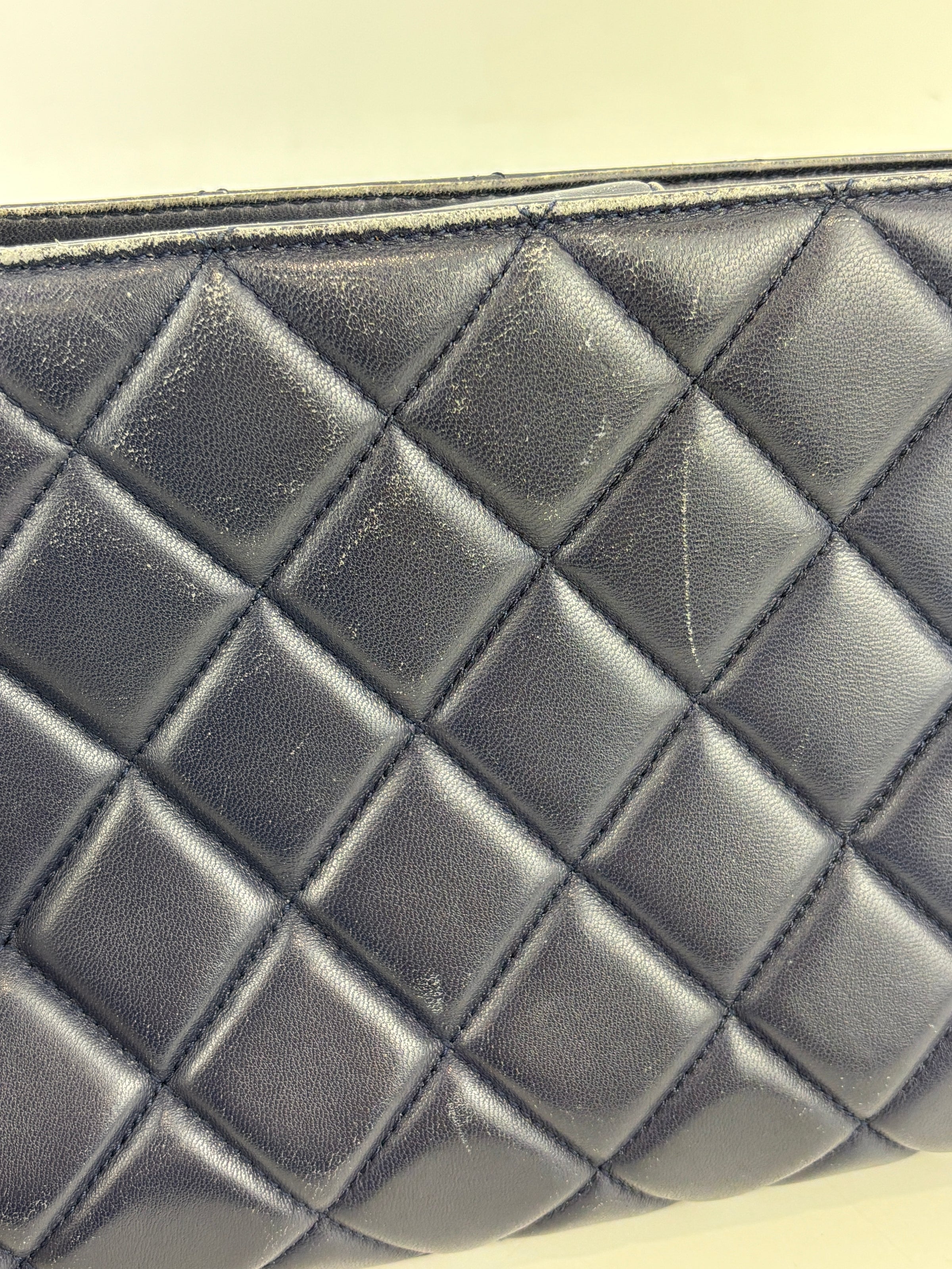 A67620 Navy Matelasse Calfskin Seasonal Open Tote GHW