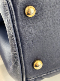 A67620 Navy Matelasse Calfskin Seasonal Open Tote GHW
