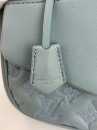Mama Broderie Pochette Shoulder Bag in Light Blue Lambskin