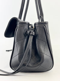 Small Tote Grained Calfskin & Gold-Tone Metal Black