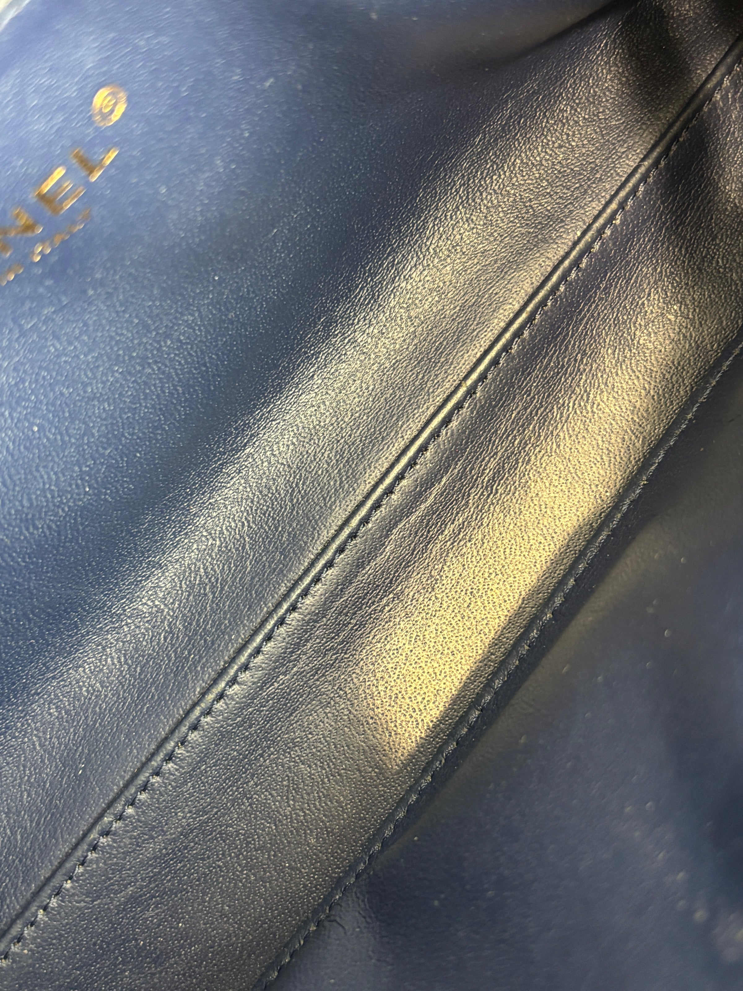 A67620 Navy Matelasse Calfskin Seasonal Open Tote GHW