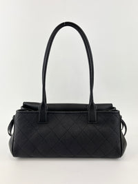 Small Tote Grained Calfskin & Gold-Tone Metal Black
