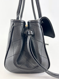 Small Tote Grained Calfskin & Gold-Tone Metal Black