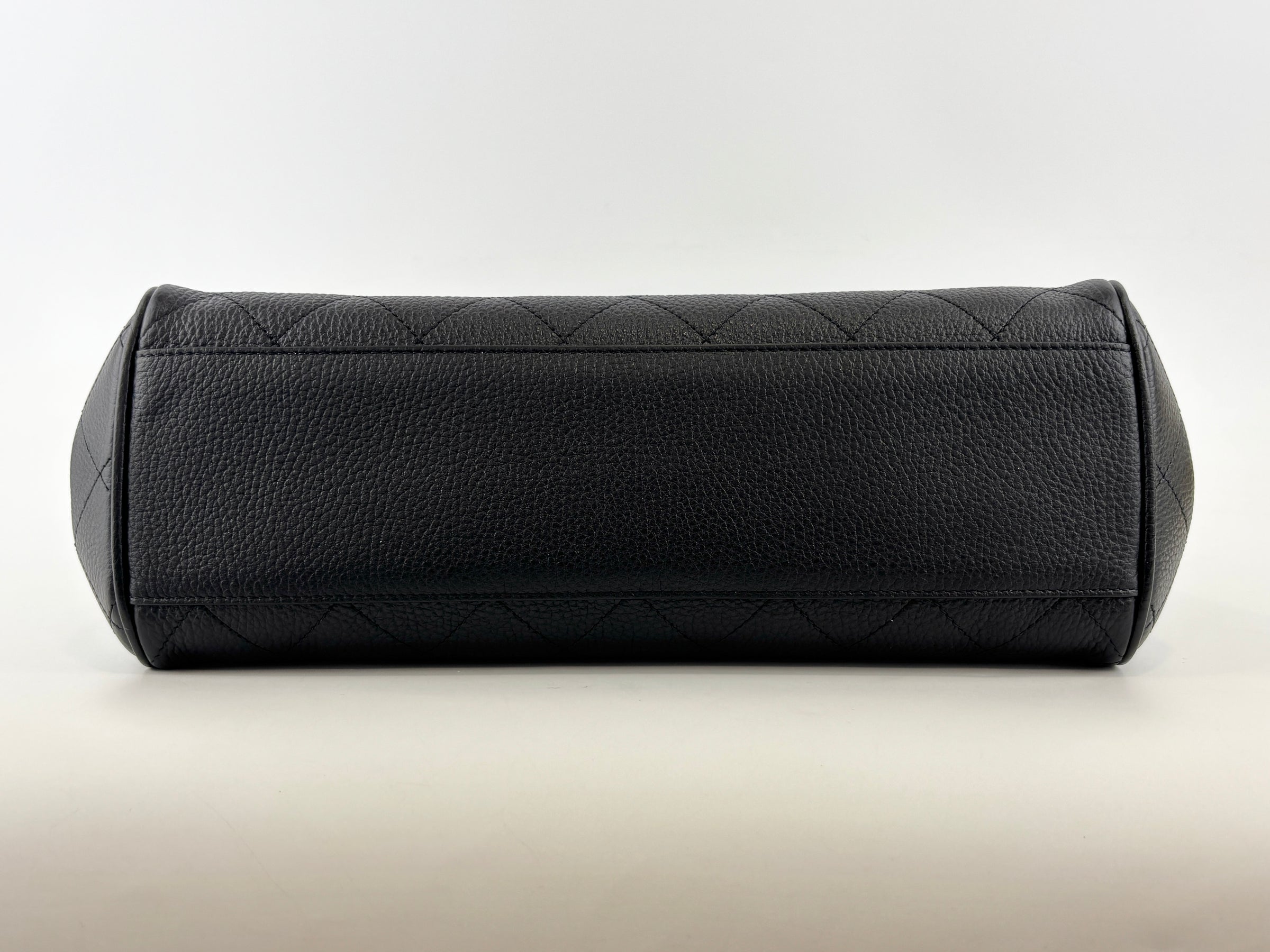 Small Tote Grained Calfskin & Gold-Tone Metal Black