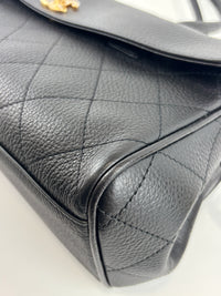 Small Tote Grained Calfskin & Gold-Tone Metal Black