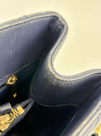 A67620 Navy Matelasse Calfskin Seasonal Open Tote GHW