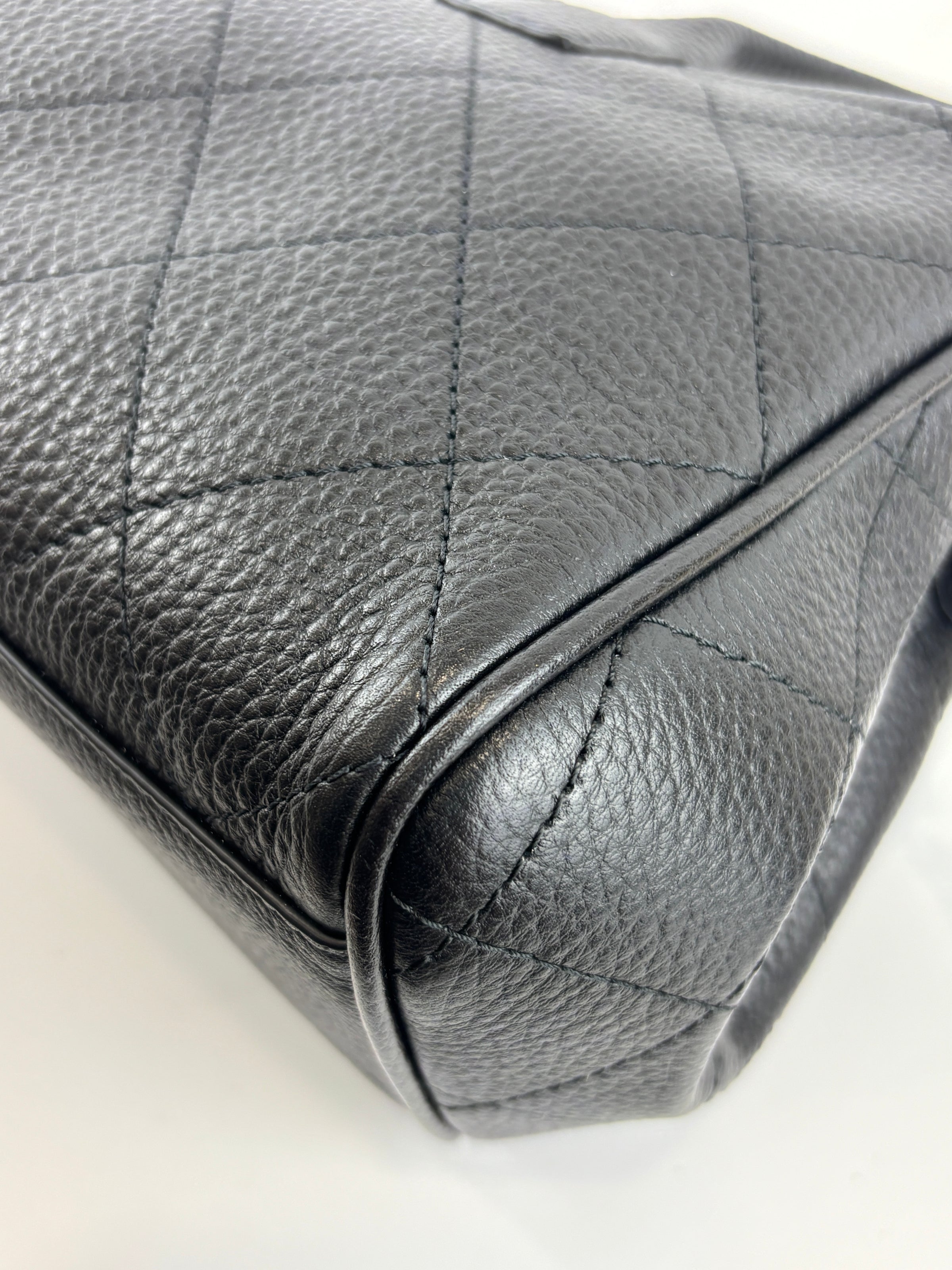 Small Tote Grained Calfskin & Gold-Tone Metal Black