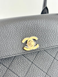 Small Tote Grained Calfskin & Gold-Tone Metal Black